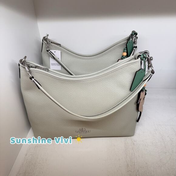 NWT Coach Laurel Shoulder Bag With Seahorse Charm CBH82 Light Pistachio/Sand